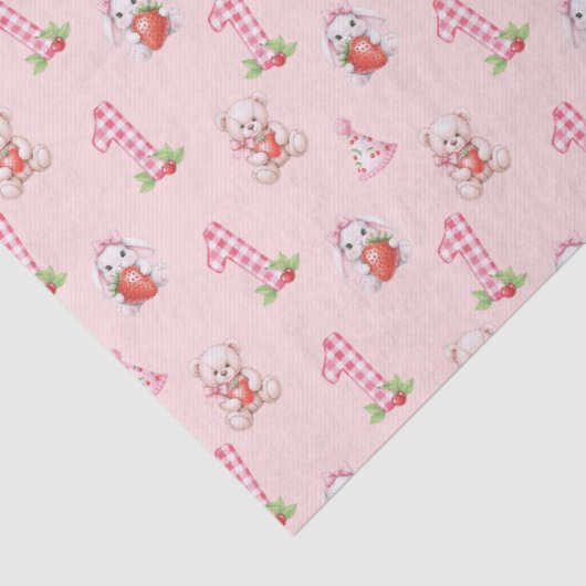  roze gingham, konijnen en Beren! Tissuepapier (Detail)