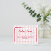 Roze Gingham Krabbel Kader Display Douche Informatiekaartje (Staand voorkant)