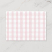 Roze Gingham Krabbel Kader Display Douche Informatiekaartje (Achterkant)
