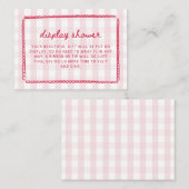 Roze Gingham Krabbel Kader Display Douche Informatiekaartje (Voorkant / Achterkant)