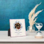 Roze Gingham Krans Foto Kerst Plaque Fotoplaat (Insitu)