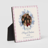 Roze Gingham Krans Foto Kerst Plaque Fotoplaat (Voorkant)