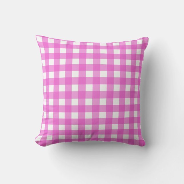 Roze gingham kussen (Voorkant)