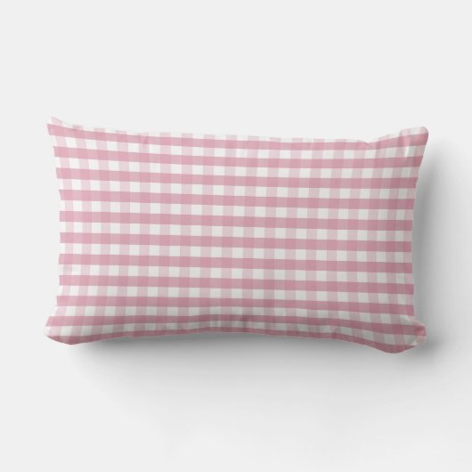 Roze Gingham kussen met naam in Script Font (Achterkant)
