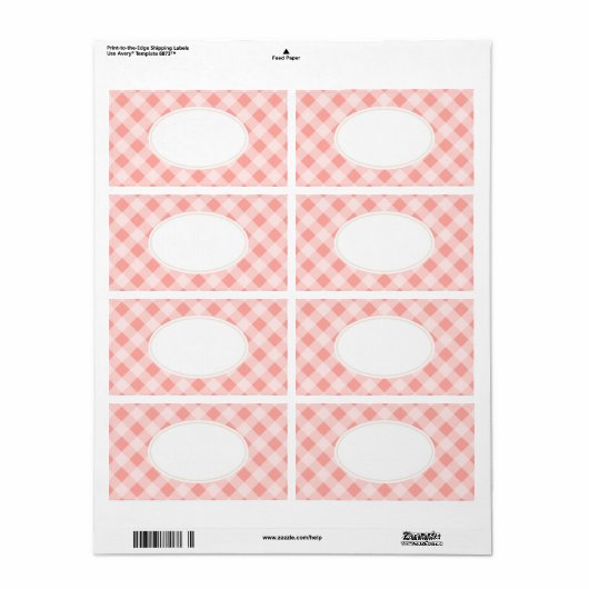 Roze Gingham Labels (Full Sheet)