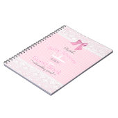 Roze Gingham Lace Afbeelding Baby shower Guest Boo Notitieboek (Linkerzijde)