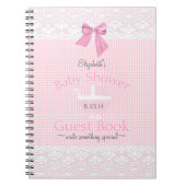Roze Gingham Lace Afbeelding Baby shower Guest Boo Notitieboek (Voorkant)