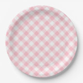 Roze Gingham Land bruiloft Papieren Bordje (Voorkant)