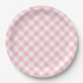 Roze Gingham Land bruiloft Papieren Bordje