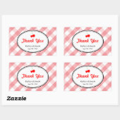 Roze gingham land picknick rode kers bruiloft rechthoekige sticker (Vel)