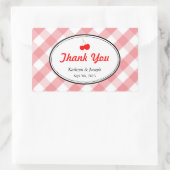 Roze gingham land picknick rode kers bruiloft rechthoekige sticker (Tas)