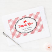 Roze gingham land picknick rode kers bruiloft rechthoekige sticker (Envelop)
