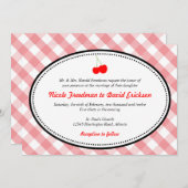 Roze gingham land roestachtig rood kerry bruiloft kaart (Voorkant / Achterkant)