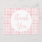 Roze Gingham Laurel Crest-ansichtkaarten Briefkaart (Voorkant)