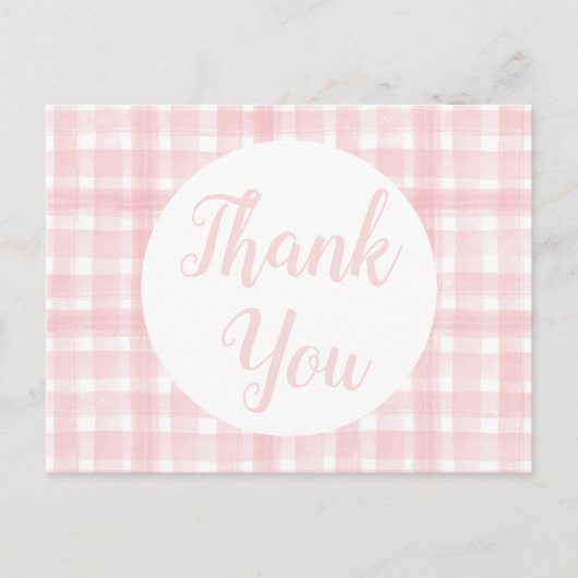 Roze Gingham Laurel Crest-ansichtkaarten Briefkaart (Voorkant)