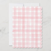 Roze Gingham Laurel Crest-monogram met geschulpte Kaart (Achterkant)