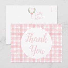 Roze Gingham Lauwerkrans ansichtkaarten Briefkaart