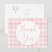 Roze Gingham Lauwerkrans ansichtkaarten Briefkaart (Voorkant / Achterkant)