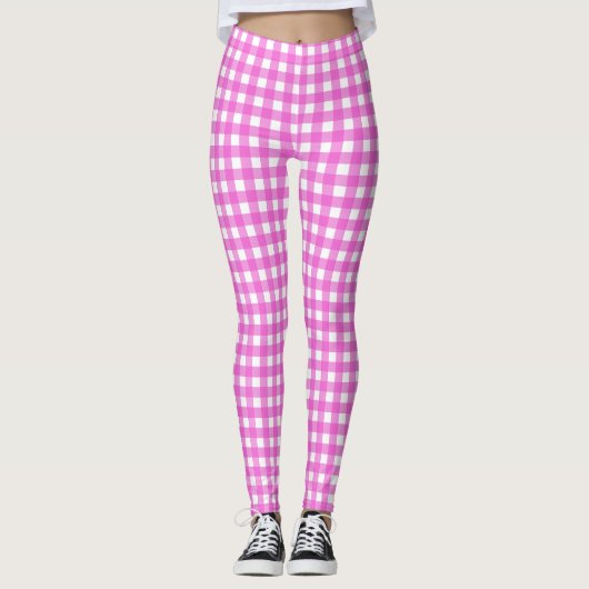 Roze gingham leggings (Voorkant)