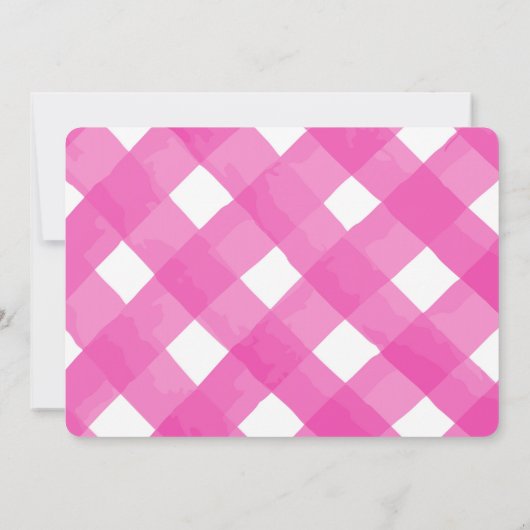 Roze Gingham & Lemon Uitnodiging (Achterkant)