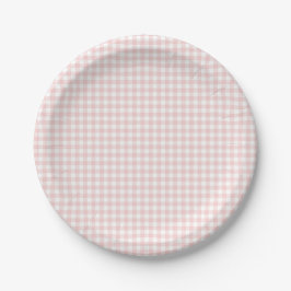 Roze Gingham Lente Verjaardagsfeestje Papieren Bordje