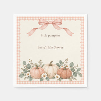 Roze Gingham Little Pumpkin Baby Shower Servet