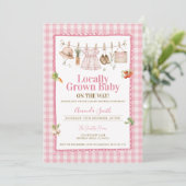 Roze Gingham Lokale Baby Borrel  Kaart (Staand voorkant)