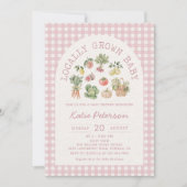 Roze Gingham Lokale Baby Shower Uitnodiging (Voorkant)