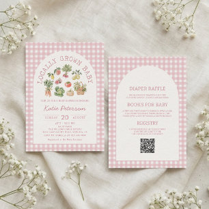 Roze Gingham Lokale Baby Shower Uitnodiging