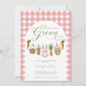 Roze Gingham Lokale Boerenbabyborrel Kaart (Voorkant)