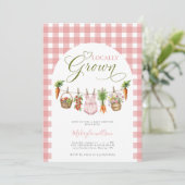 Roze Gingham Lokale Boerenbabyborrel Kaart (Staand voorkant)
