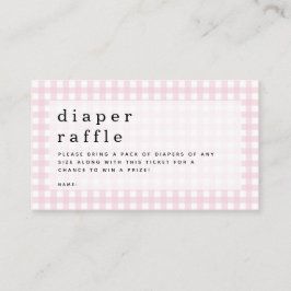 Roze Gingham Luier Raffle Picknick Baby shower Informatiekaartje