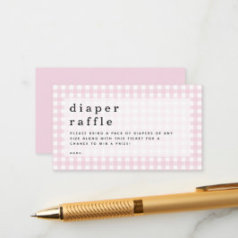 Roze Gingham Luier Raffle Picknick Baby shower Informatiekaartje