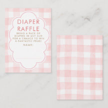 Roze Gingham Luierraffle Baby Shower Tickets