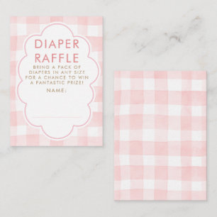 Roze Gingham Luierraffle Baby Shower Tickets Informatiekaartje
