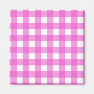 Roze gingham magneet