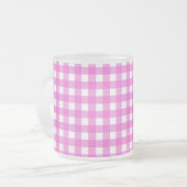 Roze gingham matglas koffiemok (Voorkant links)