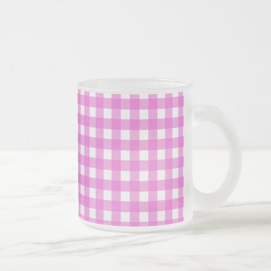 Roze gingham matglas koffiemok (Rechts)