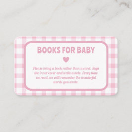 Roze Gingham Meisje Baby shower Boeken voor Baby Informatiekaartje