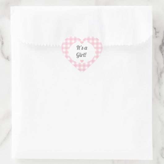 Roze Gingham Meisje Baby Shower Cadeau Pot Etiket (Tas)