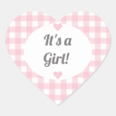 Roze Gingham Meisje Baby Shower Cadeau Pot Etiket (Voorkant)