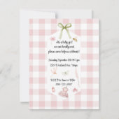Roze Gingham Meisje Baby Shower Kaart (Voorkant)