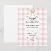 Roze Gingham Meisje Baby Shower Kaart (Voorkant / Achterkant)