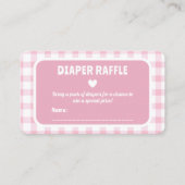 Roze Gingham Meisje Baby shower Luier Raffle Ticke Informatiekaartje (Voorkant)