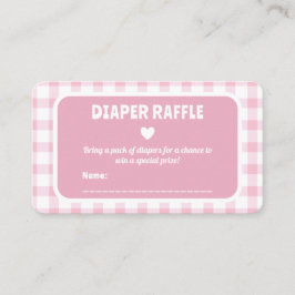 Roze Gingham Meisje Baby shower Luier Raffle Ticke Informatiekaartje