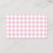 Roze Gingham Meisje Baby shower Luier Raffle Ticke Informatiekaartje (Achterkant)