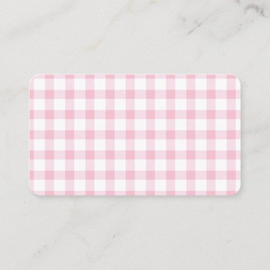 Roze Gingham Meisje Baby shower Luier Raffle Ticke Informatiekaartje (Achterkant)