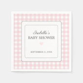 Roze Gingham Meisje Baby shower Papier Servet (Voorkant)