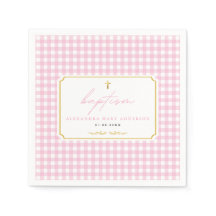 Roze Gingham Meisje Doop Minimalistische Elegant T