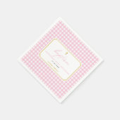 Roze Gingham Meisje Doop Minimalistische Elegant T Servet (Hoek)